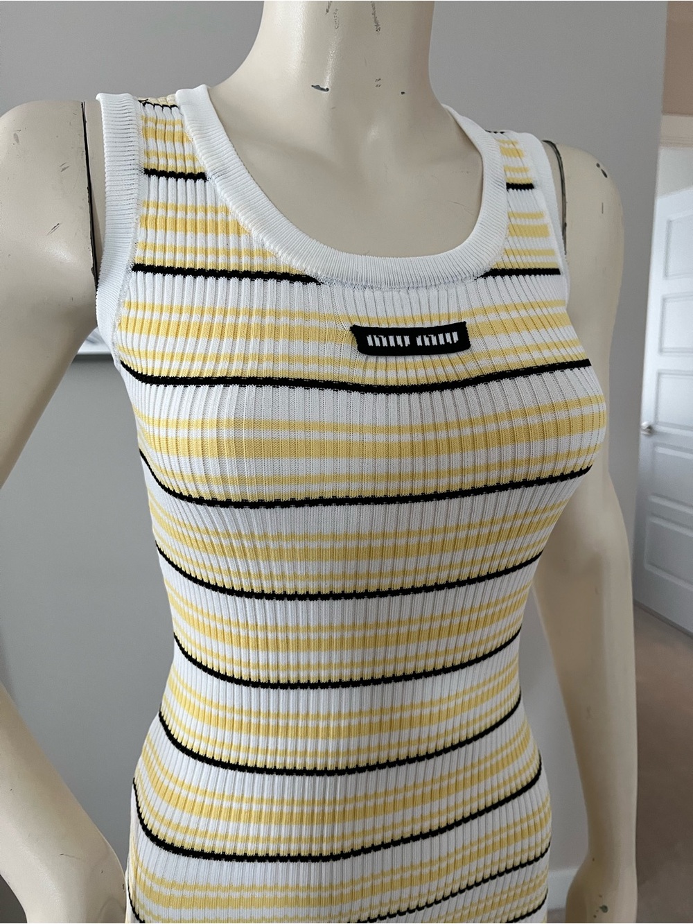 NWT — Yellow & White Striped Ribbed Mini Dress - Picture 8 of 13